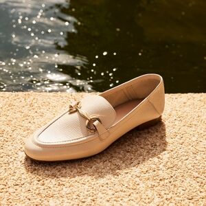 Arezzo Emma White Leather Horsebit Loafers